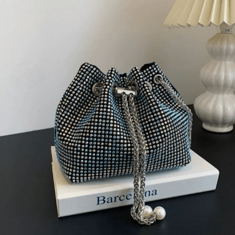 Bolsa Saco Clutch de Brilho Strass