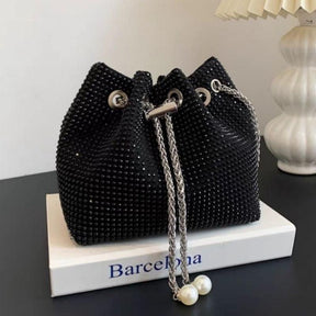 Bolsa Saco Clutch de Brilho Strass