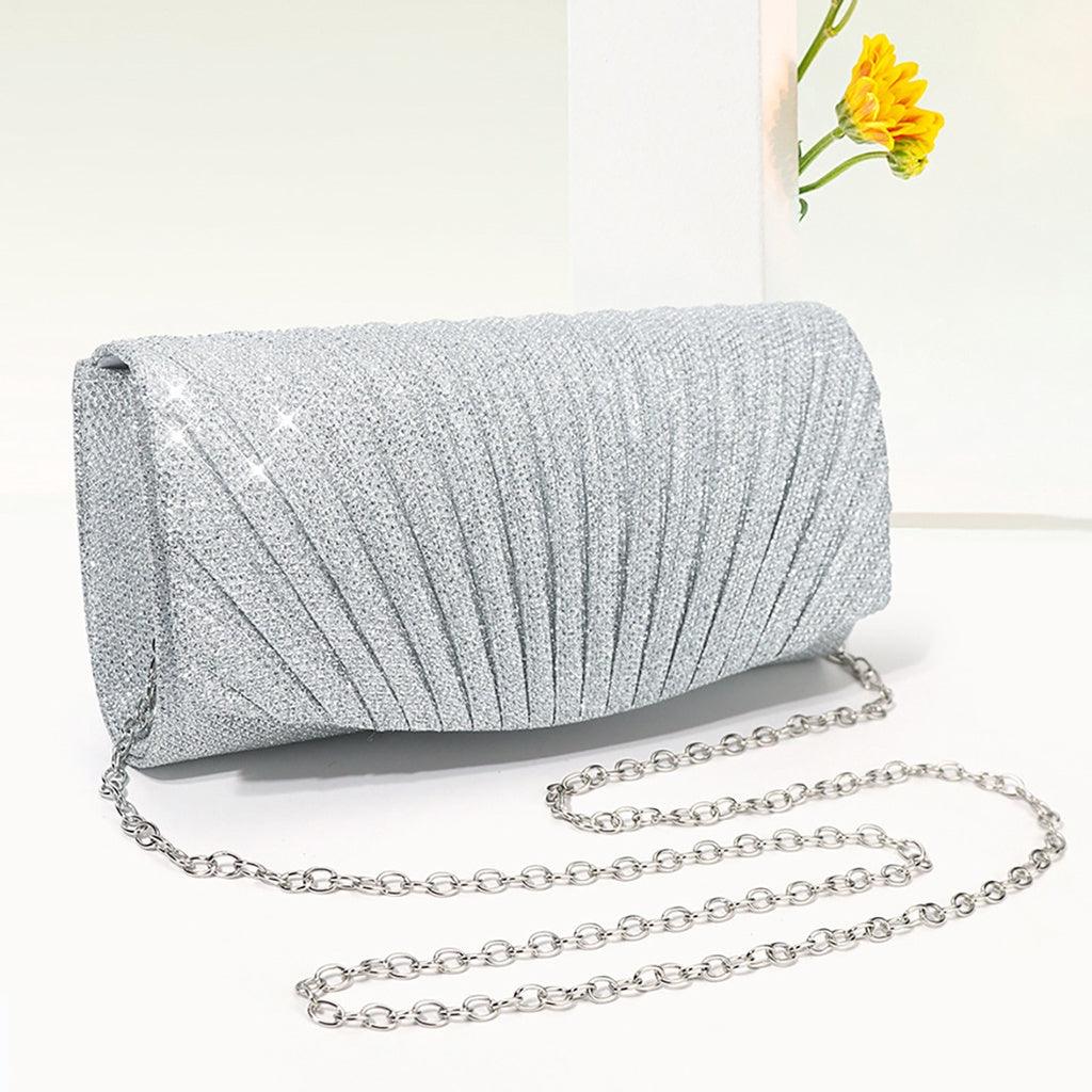 Bolsa Clutch Texturizada Brilho Prata