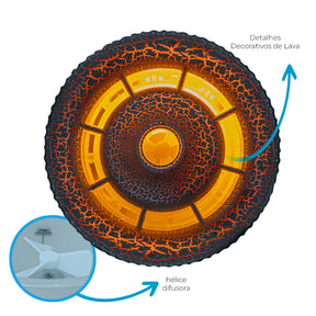 Umidificar e Aromatizador Vulcão Chamas