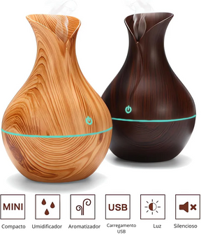 Mini Umidificador e Aromatizador HumidiWood